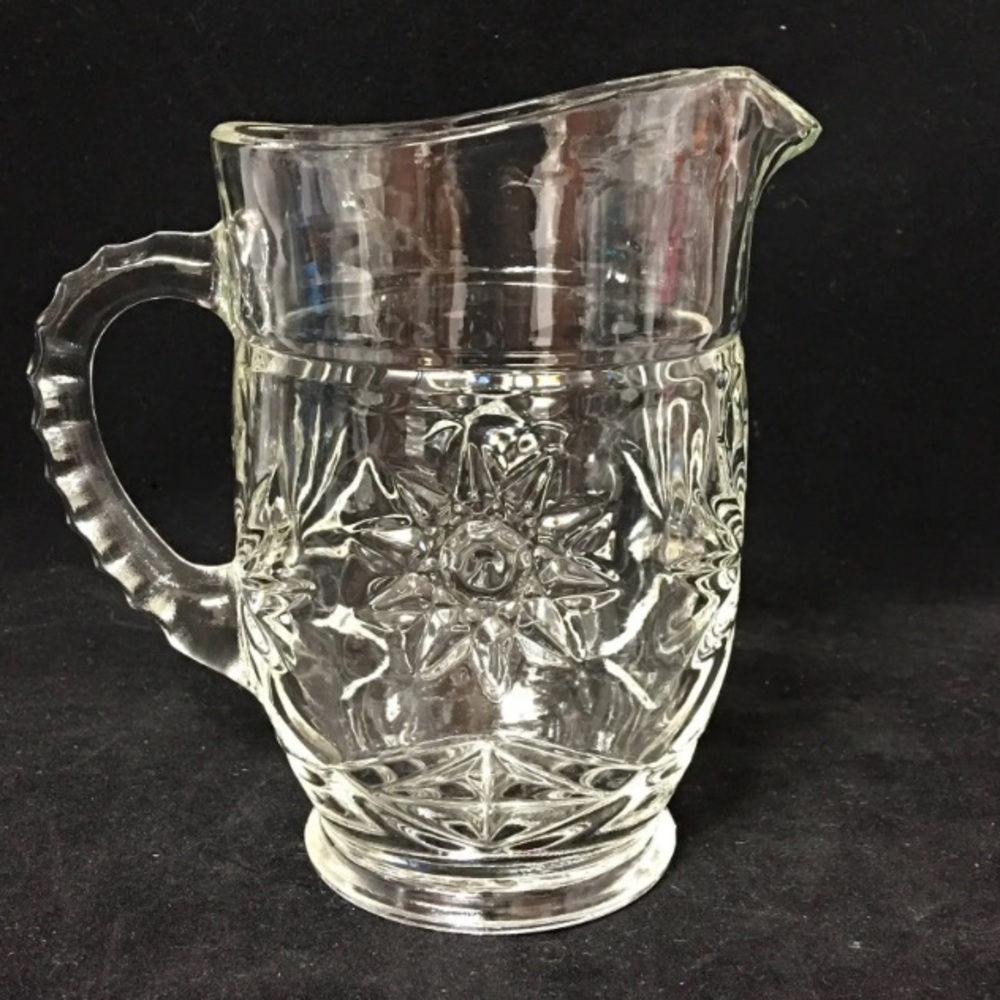 Vintage Anchor Hocking Star of David Clear Glass Pitcher